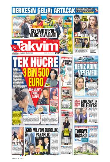 Takvim gazetesi ilk sayfası
