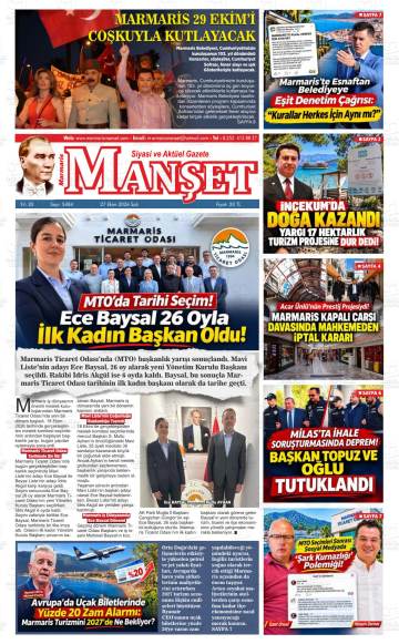 Marmaris Manşet gazetesi ilk sayfası
