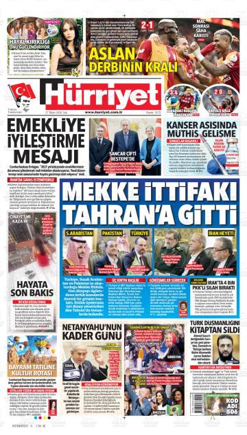 Hürriyet gazetesi ilk sayfası
