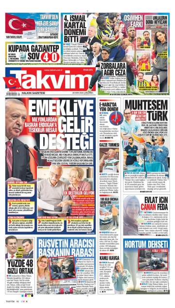 Takvim gazetesi ilk sayfası