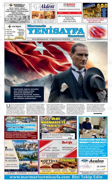 Marmaris Yenisayfa gazetesi ilk sayfası
