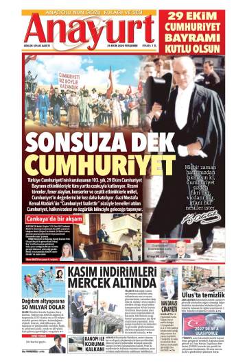 Anayurt gazetesi ilk sayfası