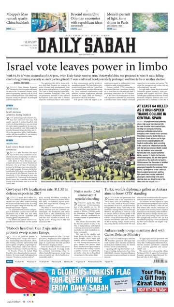 Daıly Sabah gazetesi ilk sayfası