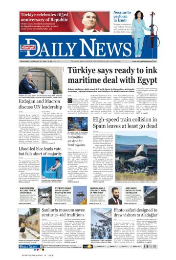 Hürriyet Daily News gazetesi ilk sayfası