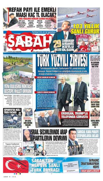 Sabah gazetesi ilk sayfası