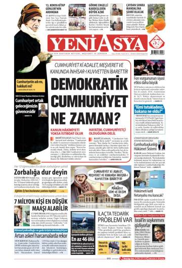 Yeni Asya gazetesi ilk sayfası
