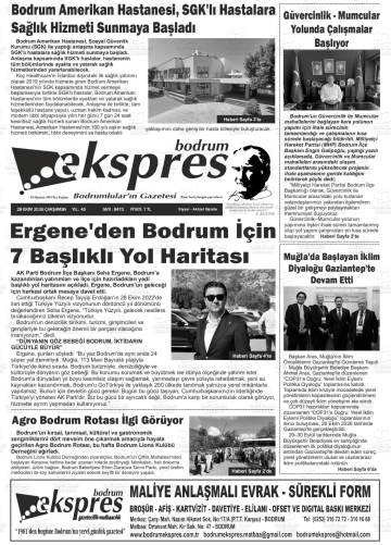 Bodrum Ekspres gazetesi ilk sayfası