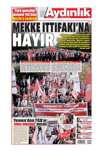 Aydınlık gazetesi ilk sayfası