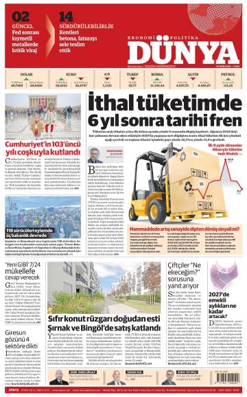 Dünya gazetesi ilk sayfası