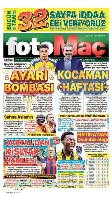 Fotomaç gazetesi ilk sayfası