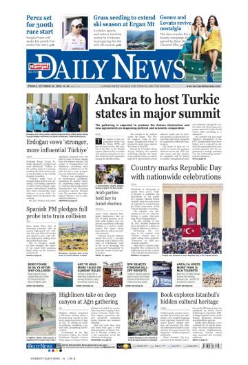 Hürriyet Daily News gazetesi ilk sayfası