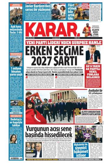 Karar gazetesi ilk sayfası