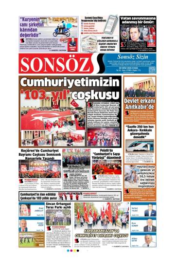 Sonsöz gazetesi ilk sayfası