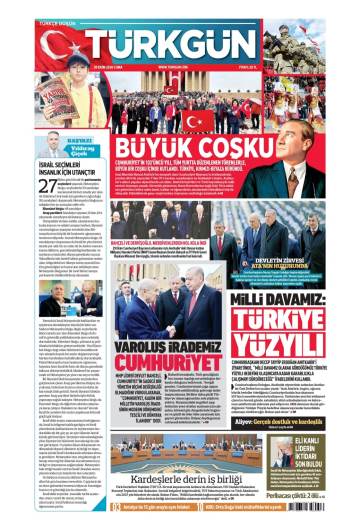 Türkgün gazetesi ilk sayfası