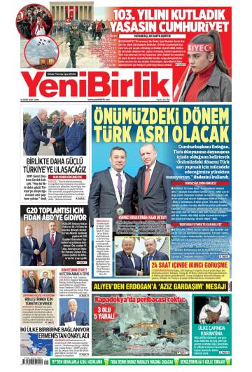 Yeni Birlik gazetesi ilk sayfası