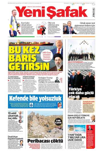 Yeni Şafak gazetesi ilk sayfası