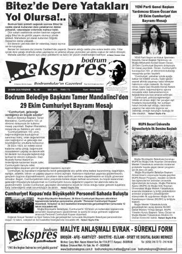 Bodrum Ekspres gazetesi ilk sayfası