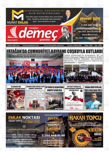 Yatağan Demeç gazetesi ilk sayfası