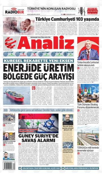 Analiz gazetesi manşeti