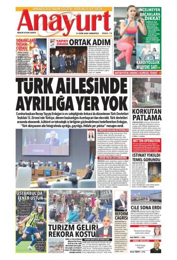 Anayurt gazetesi manşeti
