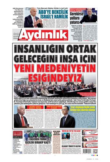Aydınlık gazetesi manşeti