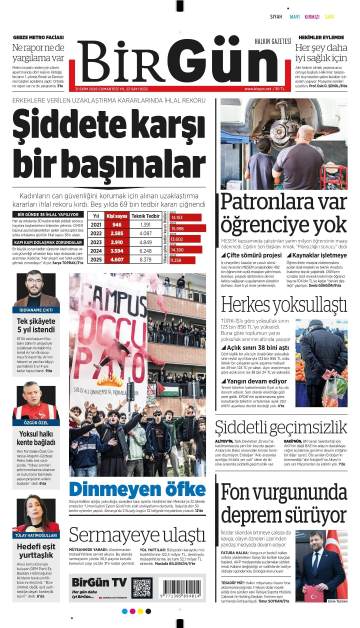 Birgün gazetesi manşeti
