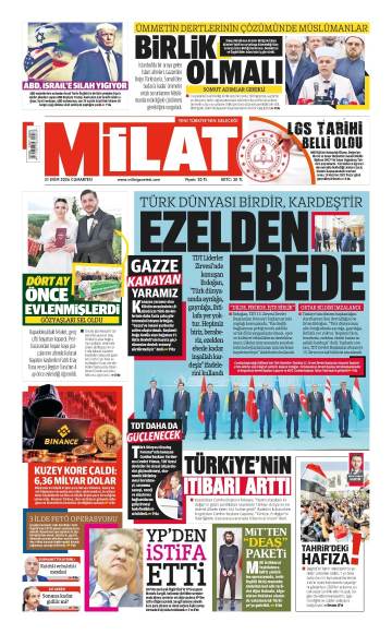 Milat gazetesi manşeti