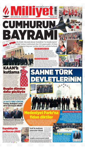 Milliyet gazetesi manşeti