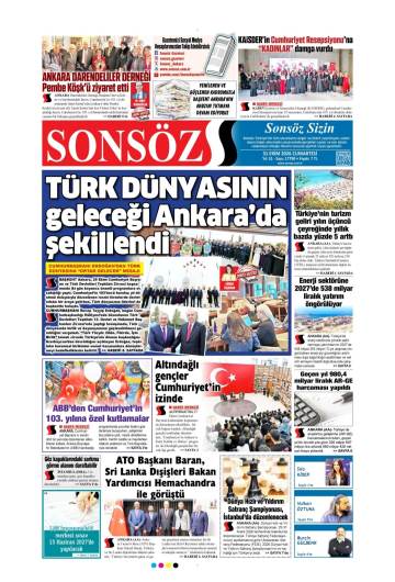 Sonsöz gazetesi manşeti