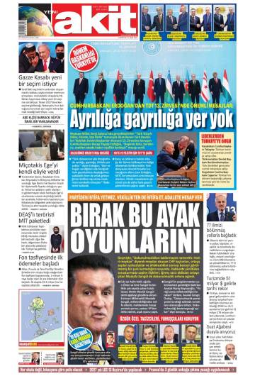 Yeni Akit gazetesi manşeti