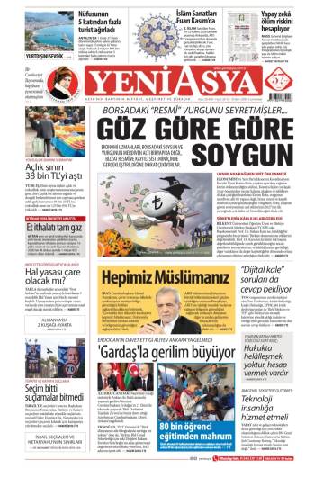 Yeni Asya gazetesi manşeti