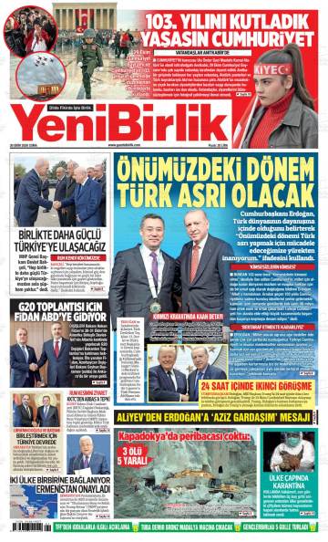 Yeni Birlik gazetesi manşeti