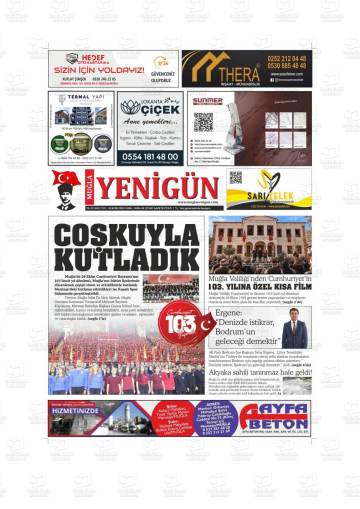 Muğla Yenigün gazetesi ilk sayfası