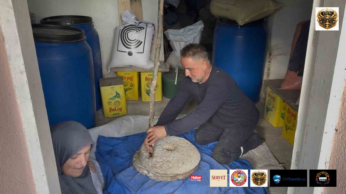 Sakarya Kaynarca'da Ceylan çifti, 90 yıllık darı geleneğini taş değirmende sürdürüyor