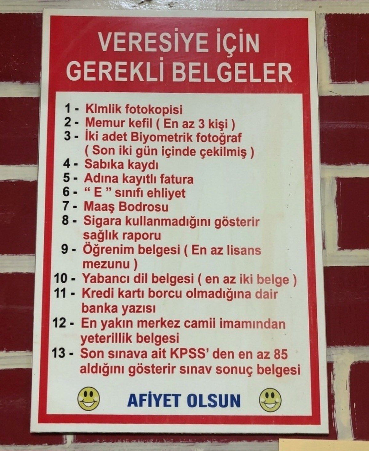 Erzurum Yakutiye'de veresiye afişindeki 13 şart KPSS ve imam belgesiyle şaşırttı