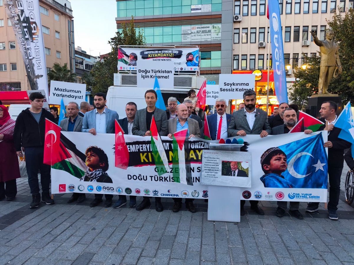 Gaziosmanpaşa'da STK ve siyasi partiler Gazze, Doğu Türkistan için yürüdü