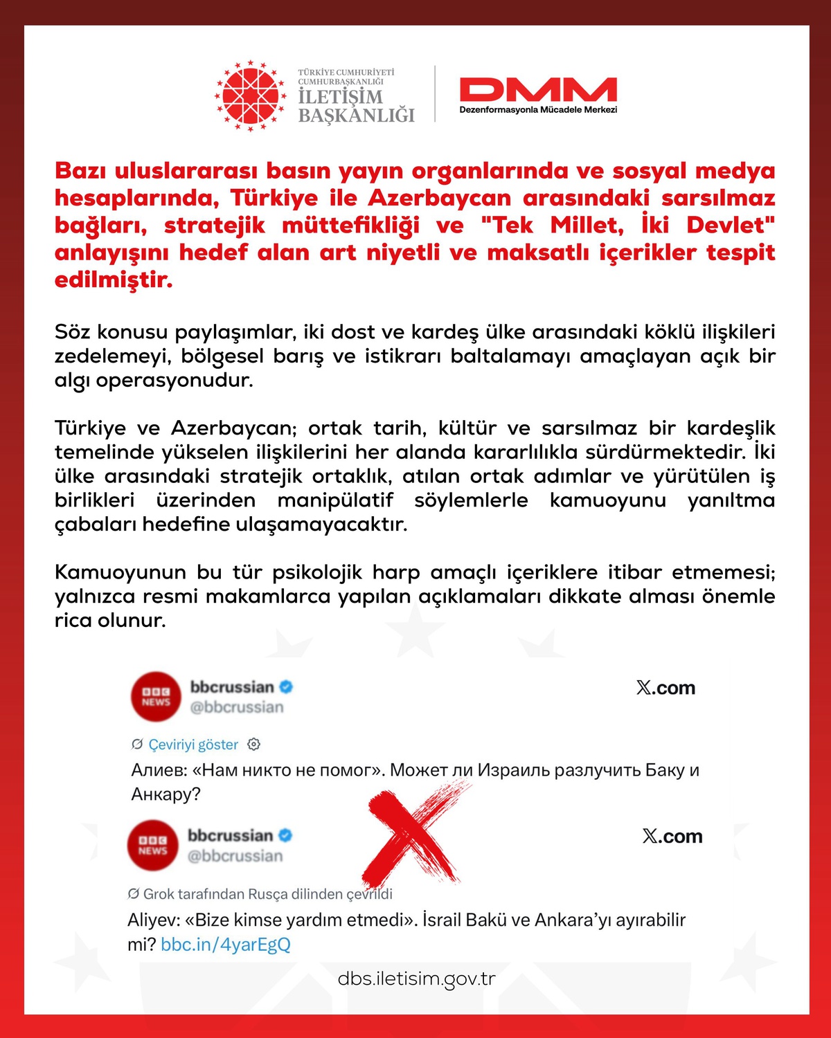 DMM, Türkiye-Azerbaycan bağlarını hedef alan içerikleri algı operasyonu saydı