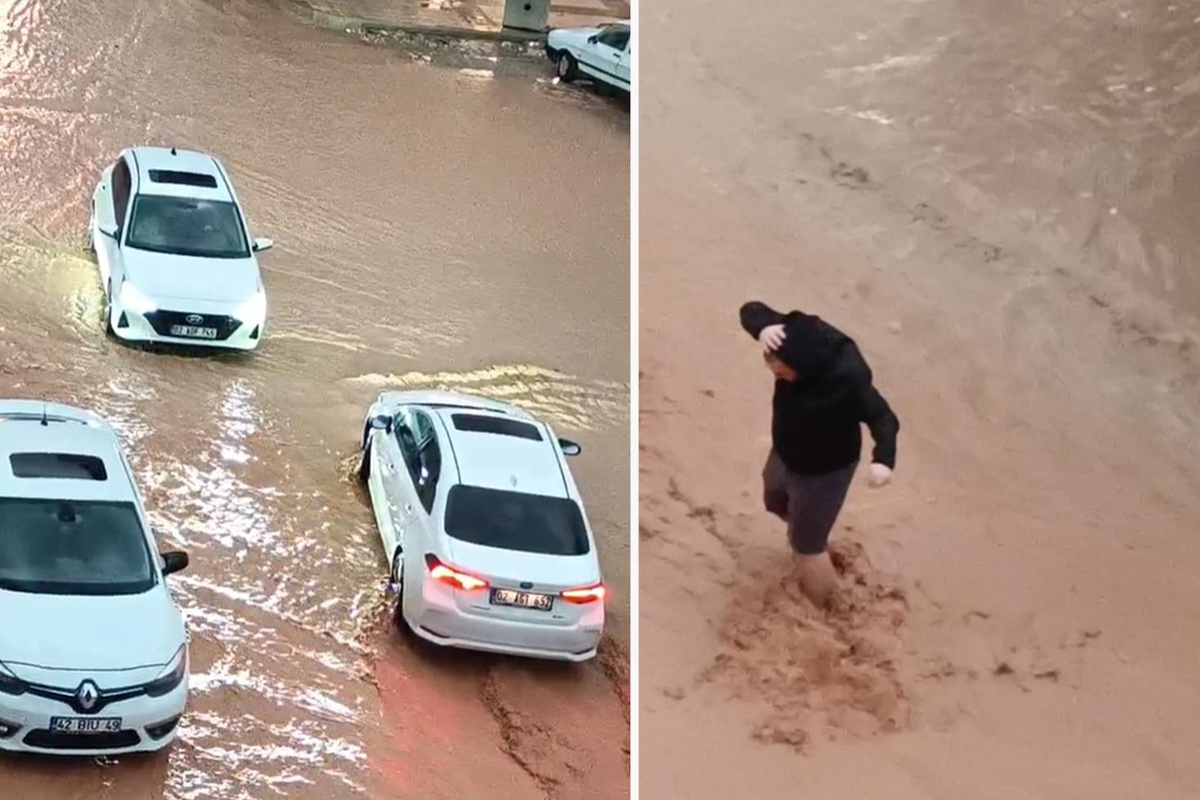 Adıyaman’da sağanak: Araçlar suya gömüldü, caddeleri su bastı