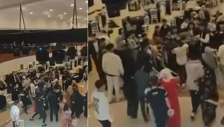 Düğün salonu boks ringine döndü! Tekme ve yumruklar havada uçuştu