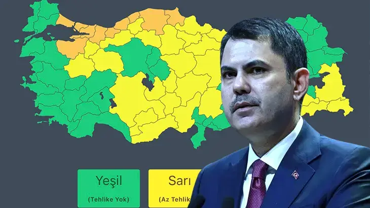 Bakan Kurum Meteoroloji hava durumu haritasını paylaşarak uyardı: 10 il için turuncu, 26 il için ise sarı kod!