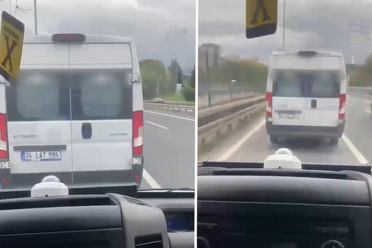 İstanbul'da ambulansa yol vermeyen servis aracı kamerada