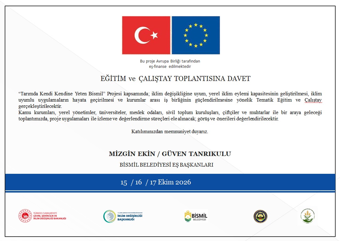 [BELEDIYE · Diyarbakır · Bismil] Kendi kendine yeten bismil projesi eğitim ve çaliştay toplantisina davet