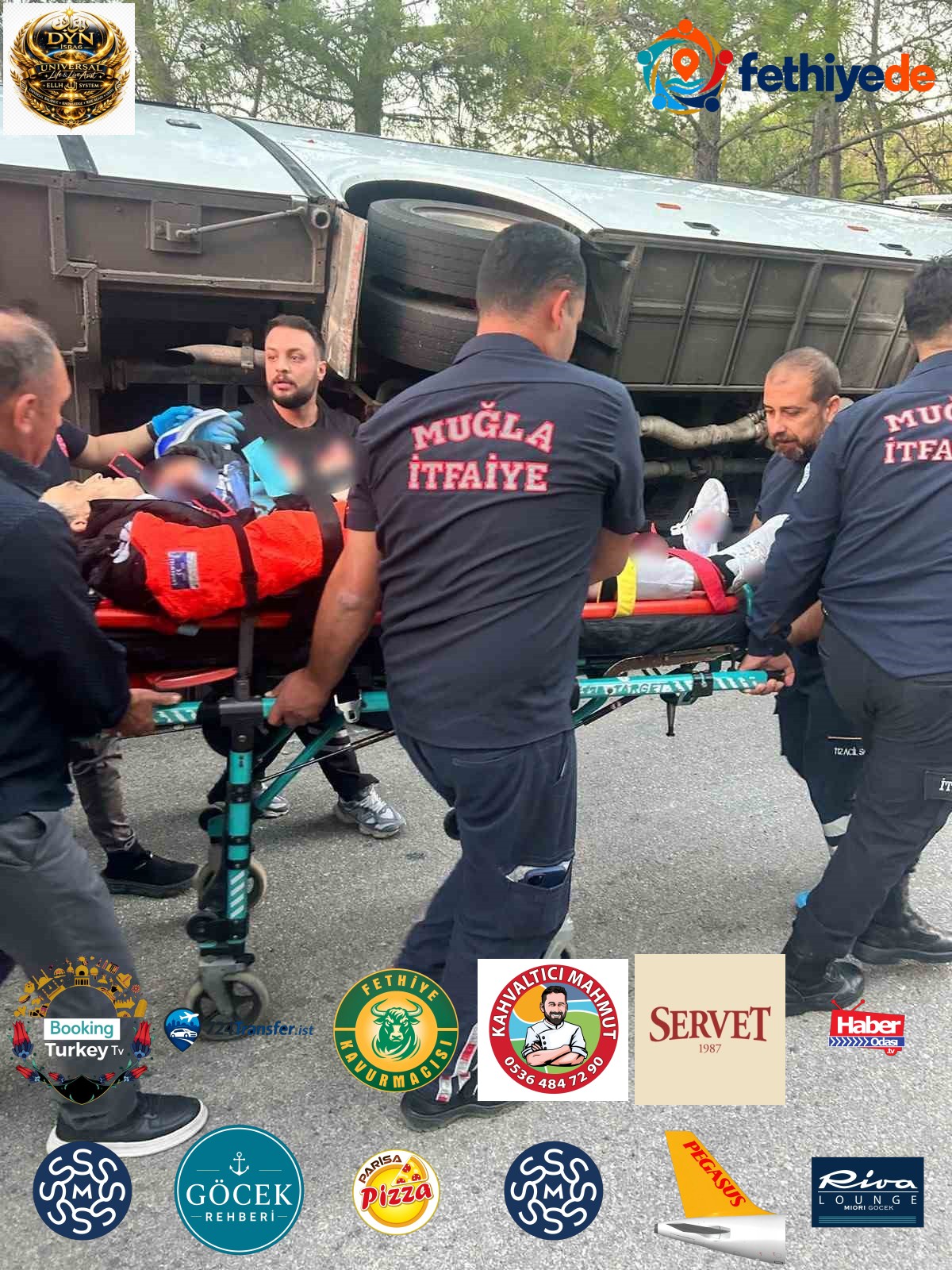 Muğla Marmaris'te otel servisi devrildi, 2'si ağır 3 kişi yaralandı