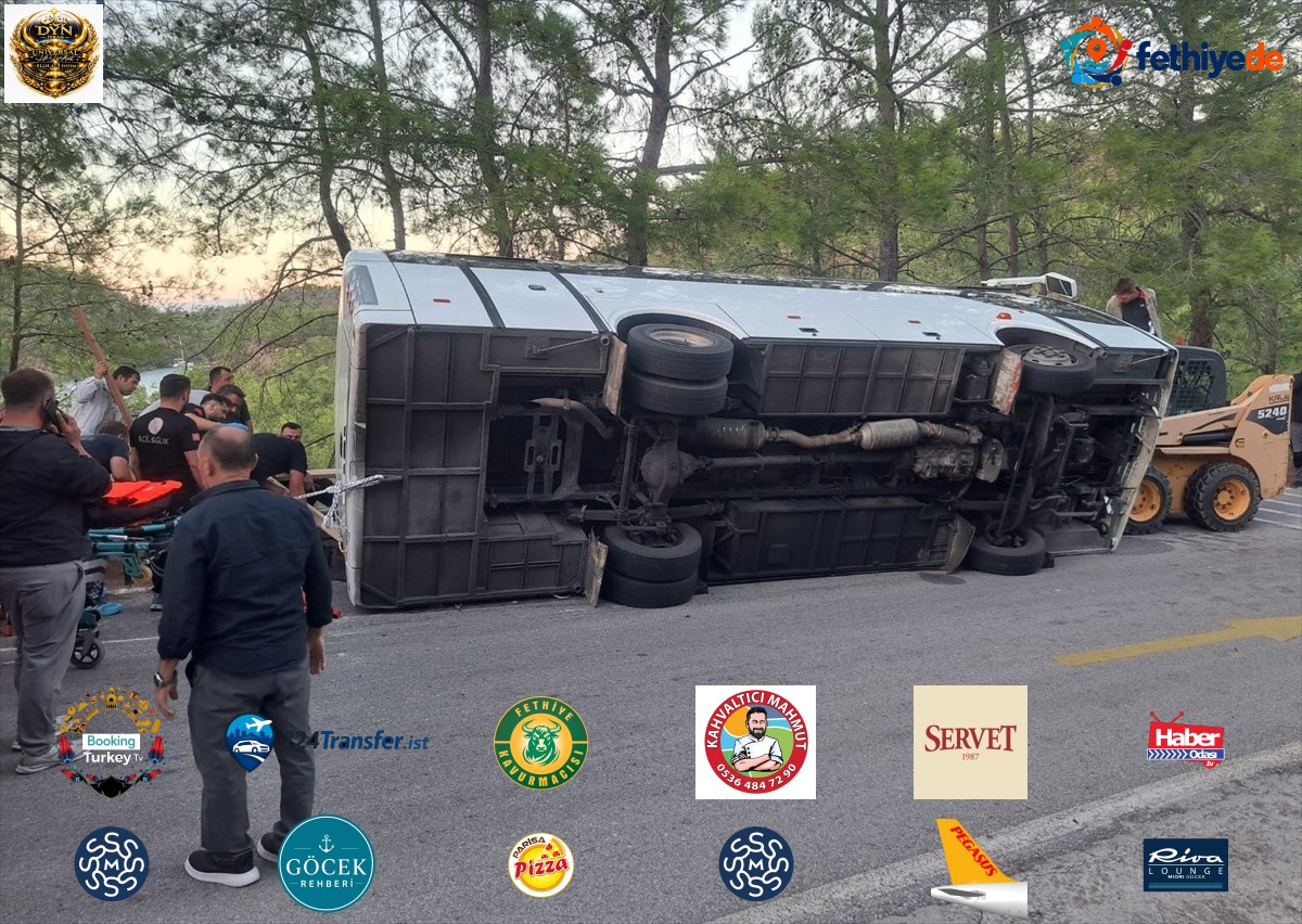 Muğla Marmaris'te otel personelini taşıyan servis midibüsü devrildi, 5 kişi yaralandı