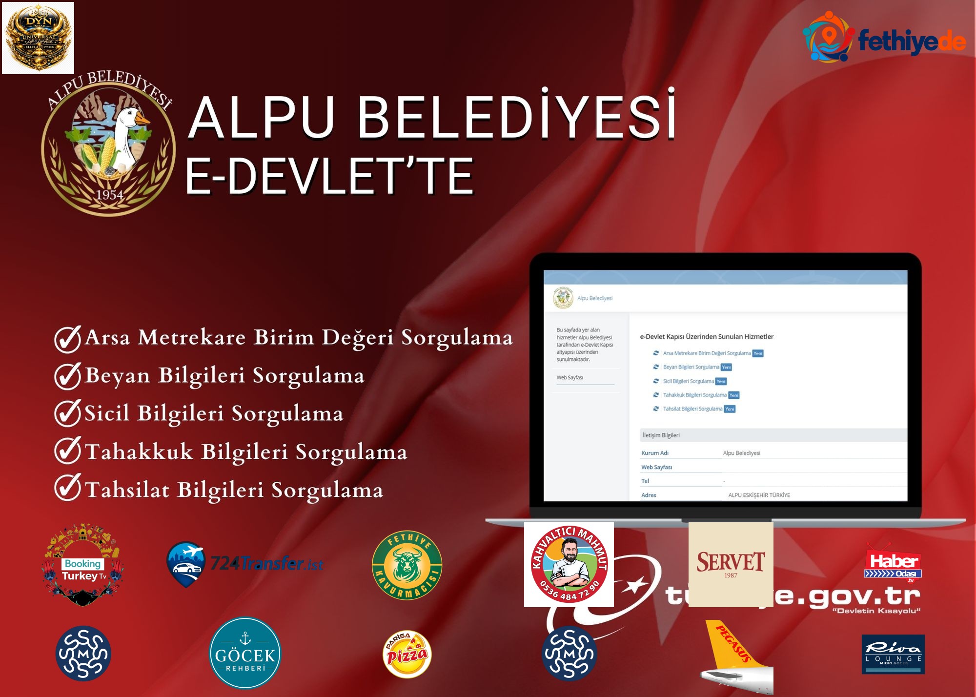 [BELEDIYE · Eskişehir · Alpu] Alpu belediye başkanliği olarak sizlere daha iyi hizmet sunabilmek için artik e-devlet
