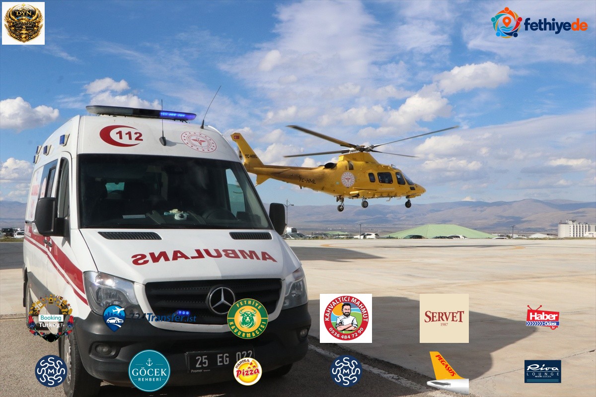 Erzurum Oltu'da kalp krizi şüphesiyle 65 yaşındaki hasta helikopterle sevk edildi