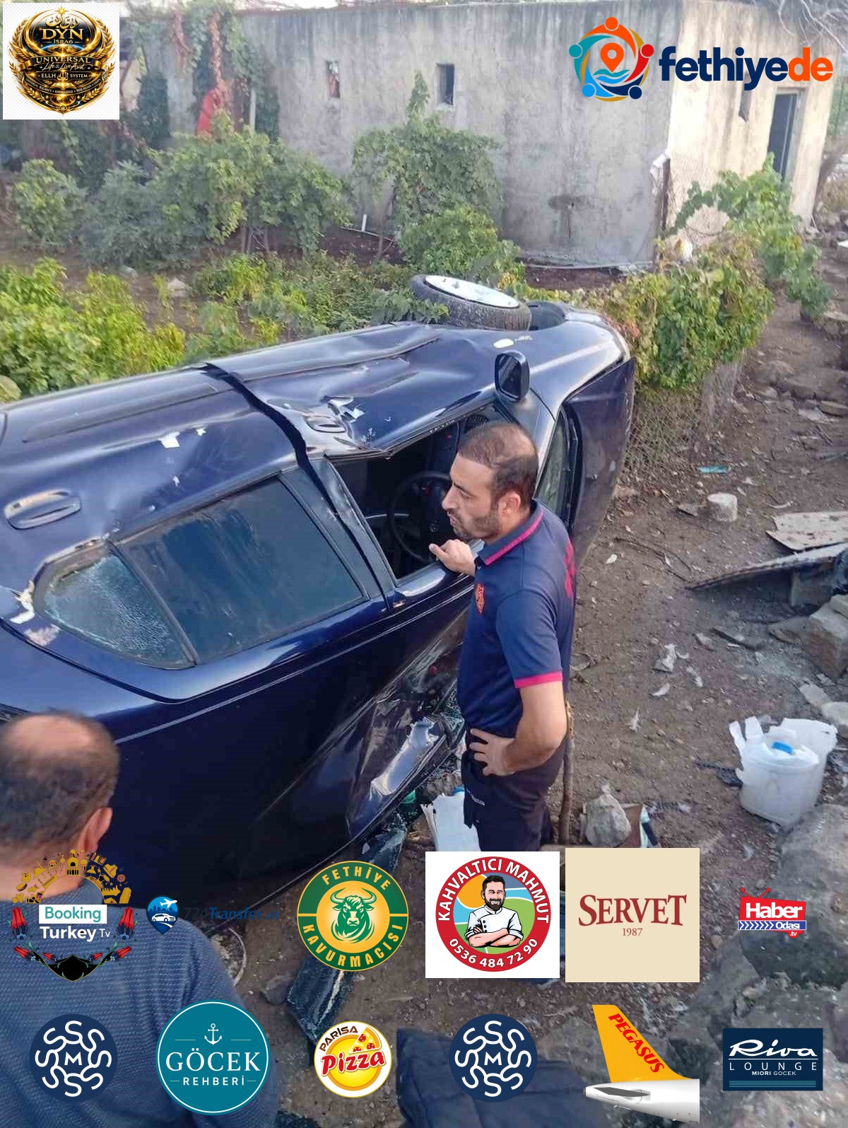 Siirt Kurtalan'da evin bahçesine düşen ve ters dönen otomobildeki 4 kişi yaralandı