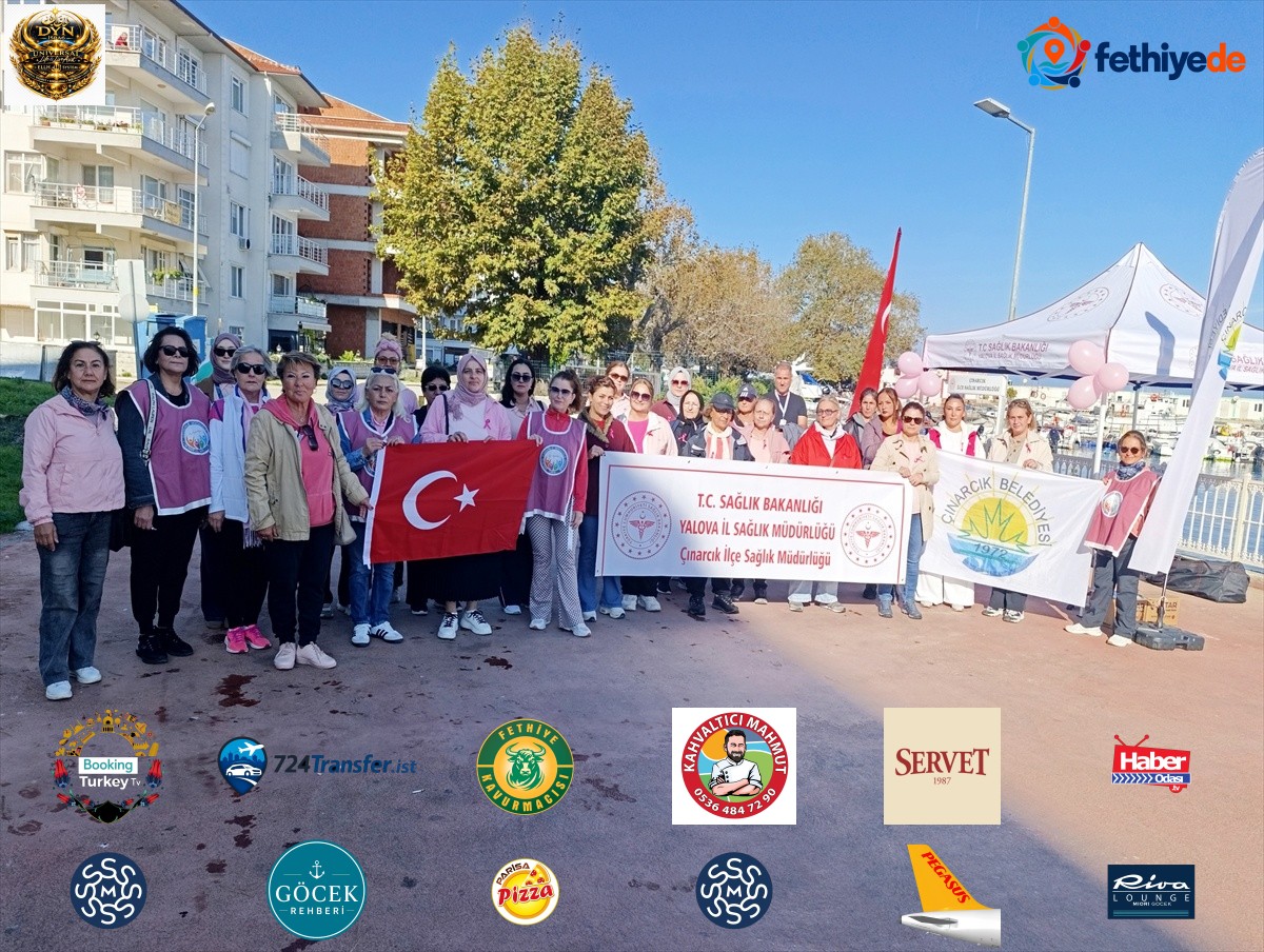 Çınarcık'ta meme kanseri farkındalığı için sahil boyunca yürüyüş yapıldı