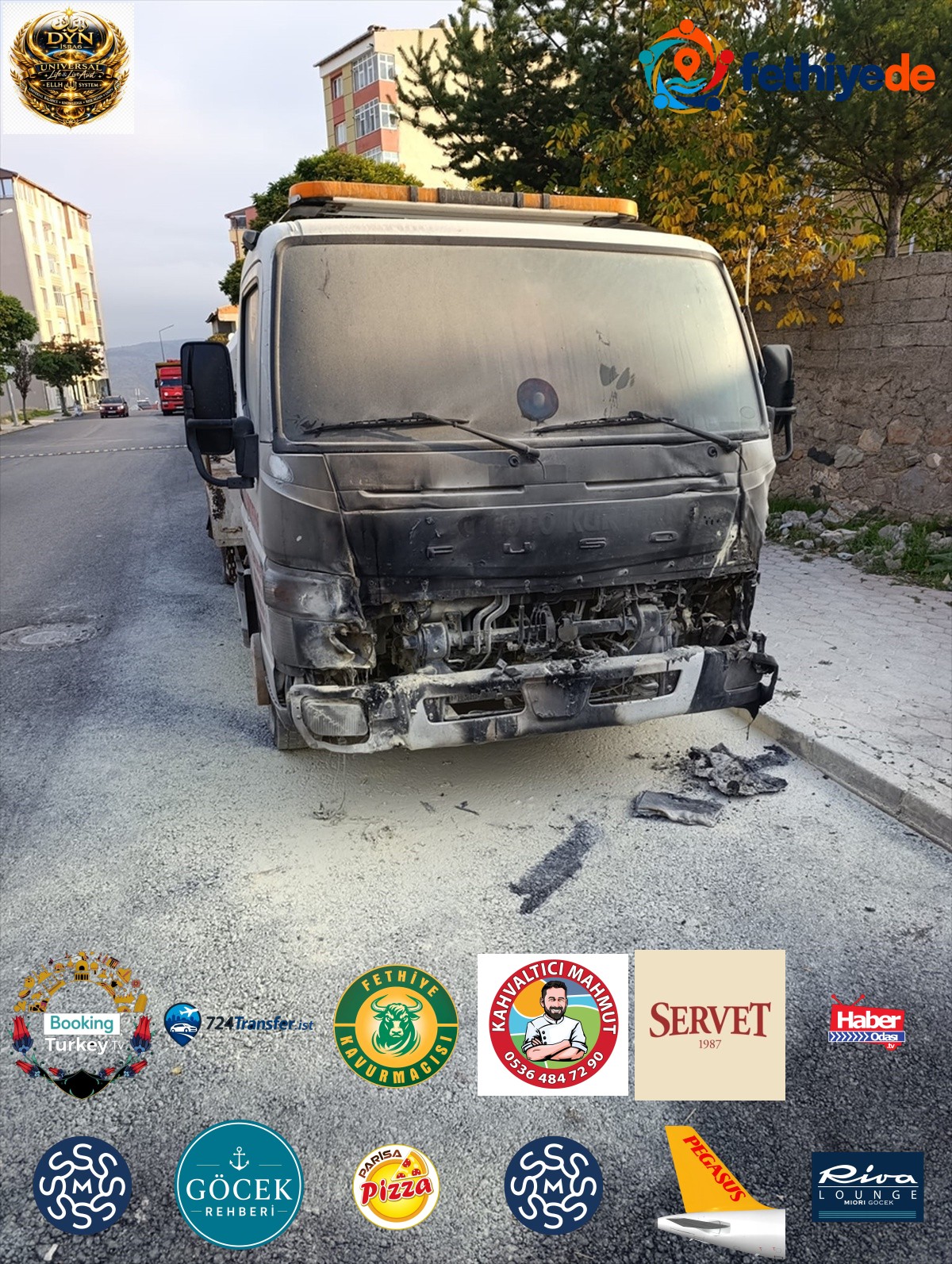 Suşehri'nde park halindeki çekicide çıkan yangın hasara neden oldu
