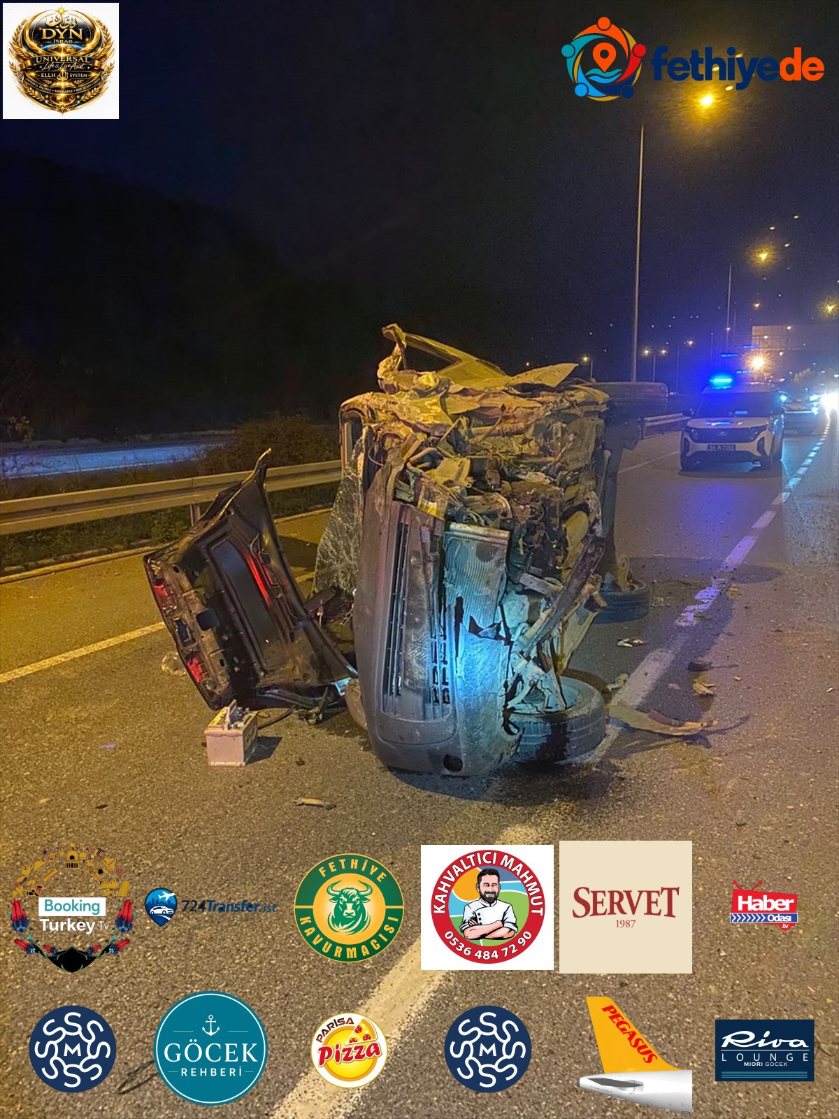 Sakarya Adapazarı'da refüje çarpıp devrilen hafif ticari aracın sürücüsü öldü